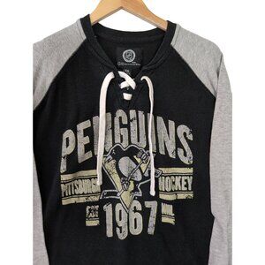 Pittsburgh Penguins Hockey Shirt Mens XXL Black Gray NHL Waffle Knit‎ GIII